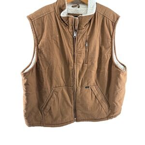 Lee Premium Select Sherpa Lined Canvas Vest Brown Full Zip Pockets Mens XXL